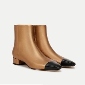 Veronica Beard Cecile Gold and Black Ankle Boots